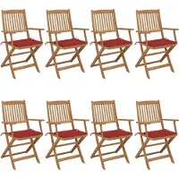 vidaXL "2024 Moderne" Klappbare Gartenstühle 8 Stk. mit Kissen Massivholz Akazie - Gartenstühle Neu9024949