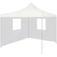DKD Home Decor Profi-Partyzelt Faltbar mit 2 Seitenwänden 2×2m Stahl Weiß