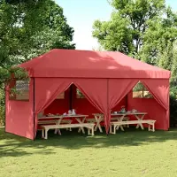 Prolenta Maison Exclusive - Partyzelt Faltbar Pop-Up mit 4 Seitenteilen Burgunderrot