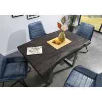 MASSIVMOEBEL24.DE MASSIVMOEBEL24 Baumtisch Mango 160x90x77 grau lackiert / U-Beine silber matt FREEFORM 5