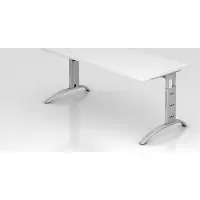 Hjh OFFICE PRO FARO 19 S - 180 x 80 höhenverstellbar Weiß/Silber