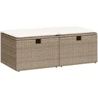 vidaXL 2-tlg. Garten-Sofagarnitur mit Kissen Beige Poly Rattan Akazie