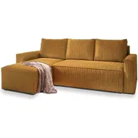 Masseno Ecksofa POTARO mit Schlaffunktion L-Form, Sofa mit Bettkasten, Wohnzimmersofa, Couch, Soffa, Bettsofa, Couchgarnitur- Gelb, POSO 01