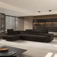 Masseno Ecksofa VICENTE mit Schlaffunktion L-Form, Sofa mit Bettkasten, Wohnzimmersofa, Couch, Soffa, Bettsofa, Couchgarnitur- Braun, MONOLITH 29