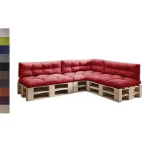 Sunnypillow Palettenkissen für Palettenmöbel - 7er Set - Palettenauflage 120 x 80 für Palettensofa - Palettenpolster für Garten, Gesteppte Kissen für Europaletten - Sitzkissen & Rückenkissen Rot