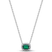 Pandora 394503C01 Silber-Collier für Damen Rechteckiges Funkelndes Grün