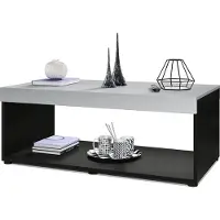 Vladon Couchtisch Pure, Germany, Wohnzimmertisch in Kastenform, Schwarz matt/ Hellgrau Seidenmatt (104 x 40,5 x 58 cm)