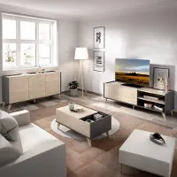 Dmora Tuscola - Wohnzimmer-Möbelset, Eiche Braun, Modular