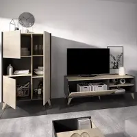 Dmora Tulare - Wohnzimmerset, Eichebraun, Modular