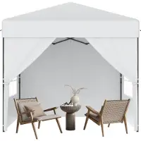 YRHome 2,5x2,5 m Pop-Up Gartenpavillon, Ein-Knopf Schnellaufbau, wasserdicht & UV-Schutz, mit 4 Seitenwänden, inkl. Tragetasche – Weiß