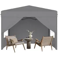 YRHome 3x3 m Pop-Up Gartenpavillon, Ein-Knopf Schnellaufbau, wasserdicht & UV-Schutz, mit 4 Seitenwänden, inkl. Tragetasche – Silber