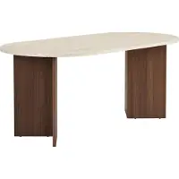 Skye Decor , Moderner Esstisch, Travertin & Walnuss, 180 x 90 x 75 cm | 100% melaminbeschichtete Spanplatte, 25 mm dick | Tragfähigkeit: 70 kg | Elegantes Design für Ihr Zuhause.