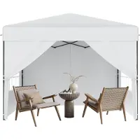 YRHome 3x3 m Pop-Up Gartenpavillon, Ein-Knopf Schnellaufbau, wasserdicht & UV-Schutz, mit 4 Seitenwänden, inkl. Tragetasche – Weiß
