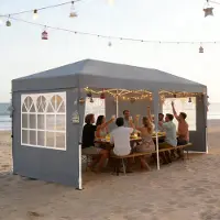 YRHome Gartenpavillon 3x6 m faltbar wasserdicht UV-Schutz mit 6 Seitenwänden (Fenster & Reißverschluss), ideal für Garten, Feier & Camping – Grau
