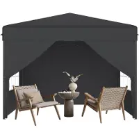 YRHome 3x3 m Pop-Up Gartenpavillon, Ein-Knopf Schnellaufbau, wasserdicht & UV-Schutz, mit 4 Seitenwänden, inkl. Tragetasche – Anthrazit