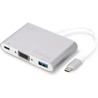 Digitus USB Type-C VGA Multiport Adapter, 3-Port, Silber, China, 1920 x 1080 Pixel, 1 Stück(e), 135 mm, 140 mm