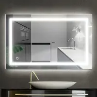 OHMG LED Badspiegel Badezimmerspiegel Wandspiegel 60*80 cm Kaltweiß Beleuchtet