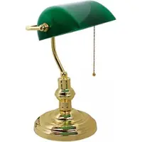 Horoz Bankierslampe Gold E27, Grüner Glasschirm