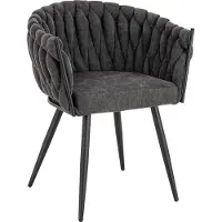 HOME DELUXE Esszimmerstuhl AYLA – Dunkelgrau, gewebt (6er Set) | Moderner Stoffstuhl für Esszimmer & Küche