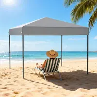 YRHome 3x3 m Pop-Up Pavillon, Faltpavillon Ein-Knopf Schnellaufbau, wasserdicht & UV-Schutz, ohne Seitenteile, inkl. Tragetasche – Silber
