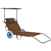 Syfax Klappliege mit Sonnenschutz und Rädern Stahl Taupe