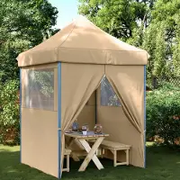 vidaXL Möbel Partyzelt Faltbar Pop-Up mit 4 Seitenteilen Beige - Pavillon 4004999