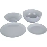 Luminarc Essteller Teller Speiseteller Servierteller Dessertteller Abendservice DIWALI Hartglasgeschirr Geschirrset Tafelset grau 19Stk.HOMLA