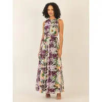 Apart Kleid in Aubergine/ Hellgrün - 40