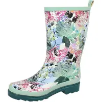 Beck Damen Regenstiefel mint mit bunten Blumen 40