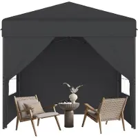 YRHome 2,5x2,5 m Pop-Up Gartenpavillon, Ein-Knopf Schnellaufbau, wasserdicht & UV-Schutz, mit 4 Seitenwänden, inkl. Tragetasche – Anthrazit