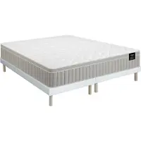 Vente-unique Set 180 x 200 cm Polsterbettgestell + Schaum- und Gelmatratze mit 7-Zonen-Memoryschaum Höhe 22cm - SOMIRA von YSMÉE