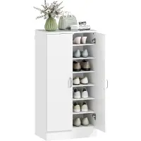 HOMCOM Schuhschrank-55L x 35B x 108H cm-Weiß | Gr.: onesize