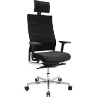 Topstar Sitness Life 80 schwarz poliert inkl. Kopfstütze und Armlehnen Bürostuhl Schreibtischstuhl Drehstuhl Premium gegen Rückenschmerzen