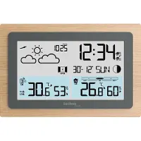 Technoline WS 6785 Funk-Wetterstation mit Holzrahmen – Innen-/Außentemperatur | Luftfeuchtigkeit | Wettertrend & Mondphasenanzeige