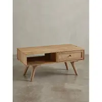 KADIMA DESIGN Massiver Mango-Holz Couchtisch mit Ablagefläche, Zeitlos, geräumig & stabil. 90x45x40 cm |