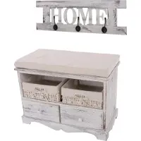 OEM Vintage Kommode mit 2 Schubladen, 42x62x33cm, weiß, Shabby Chic