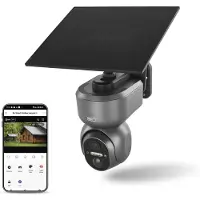 Emos GoSmart Outdoor Überwachungskamera, 3MP Rotierend, 4G/LTE & App - Solarpanel Akku, Google Assistant, Alexa kompatibel, wasserdicht, grau, H4058