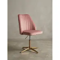 KADIMA DESIGN Samt Drehstuhl "Tanaro": Höhenverstellbar, 360° drehbar, Samtbezug, Eisenuntergestell, 120 kg Belastung. Rosa |