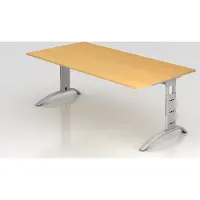 Hjh OFFICE PRO FARO 2E S - 200 x 100 Buche/Silber höhenverstellbar