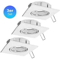 Heitronic Einbaustrahler GU5.3, 3er Set max. 7W LED, 35 W Halogen, 12 V Aluminium in Weiß