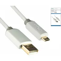 DINIC USB Kabel, Typ A auf Micro B, Weiß, 2m, vergoldete Stecker