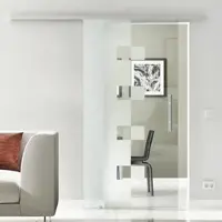 Levidor Glasschiebetür Komplettset 90 x 205 cm Wolfsburg Aluminium mit Stangengriff