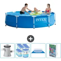 OEM Intex Rond Frame Schwimmbecken - 305 x 76 cm - Blauw - Mit Schwimmbeckenfilterpumpe - Filter - Bodenabdeckung - Schwimmbeckenhandbuch