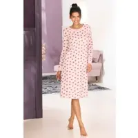 Vivance Nachthemd DREAMS, Damen, Gr. 32/34, N-Gr, rosa, gemustert, Single Jersey, Obermaterial: 100% Baumwolle, gemustert, Basic, Basic lang, Rundhals, Kleider Nachthemd, mit süßem Herzmuster