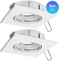 Heitronic Einbaustrahler GU5.3, 2er Set max. 7W LED, 35 W Halogen, 12 V Aluminium in Weiß