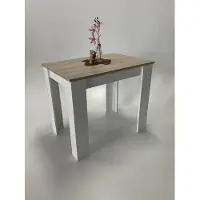 Möbel SD Esstisch Lucie Sonoma Eiche hell Sägerau Weiß Echtholz Optik Kante 86 x 60 cm