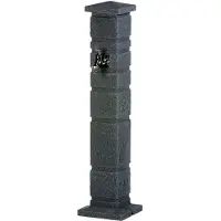 Markenlos Wasserzapfstelle anthrazit - Wasserentnahmestelle Romana black granit aus hochwertigem Kunststoff mit Wasserhahn