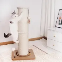 Markenlos Kratzstamm für Katzen - Carla - mit Spielzeug | interaktives Katzenspielzeug selbstbeschäftigung | mit 82cm-hoher Kratzsäule Ø20cm | ca. 40 x 40 x 86 cm