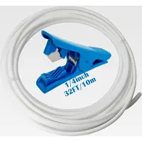 Markenlos 10 Meter Kühlschrankschlauch, Zulaufschlauch für Side by Side Kühlschrank, Wasserfilter, Aquarium, Wasserzulaufleitung 1/4" (6,35mm) mit Schlauchschneider