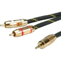Roline GOLD Audio-Verbindungskabel 3,5mm Stereo - 2x Cinch, Stecker / Stecker 5,0m, 3.5mm, Männlich, 2 x RCA, Männlich, 5 m, Schwarz